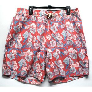 Faherty Mens Size 2XL Red Hawaiian Floral Adjustable Beacon Swim Trunks New J10